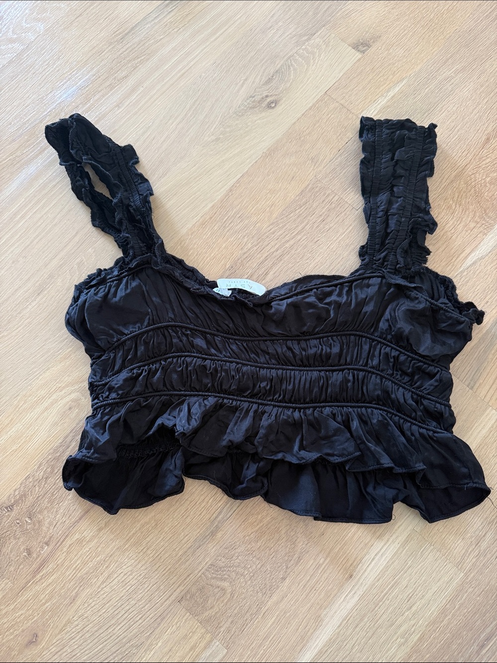 Astr Black Ruffled Crop Top - Picture 2 of 3